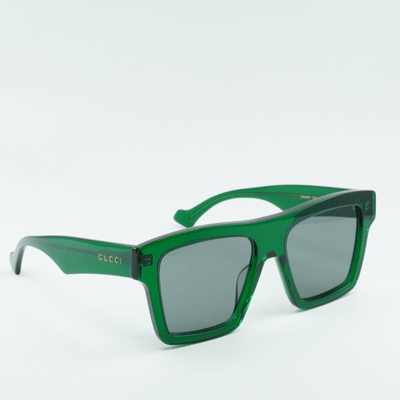 Gucci GG0962S 010 Sunglasses Green Square Frame, Grey Lenses - Picture 5 of 11